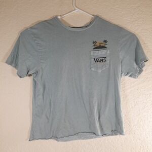 VANS Short Sleeve Pocket T-Shirt Trouble In Paradise Gray Mens Size L